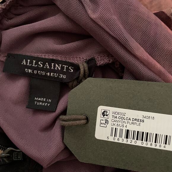 All Saints Tia Colca Mesh Western Horses Canyon Printed Midi Dress 4 - Picture 2 of 11